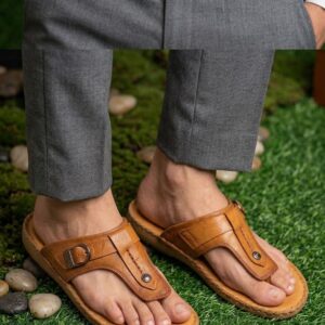 The Royal Cobbler Collection - Men's Handcrafted Genuine Leather Kolhapuri Chappal, Black, Code: B-1450